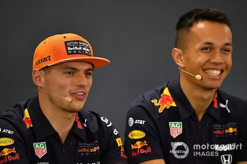 Max Verstappen, Red Bull Racing, en Alexander Albon, Red Bull 