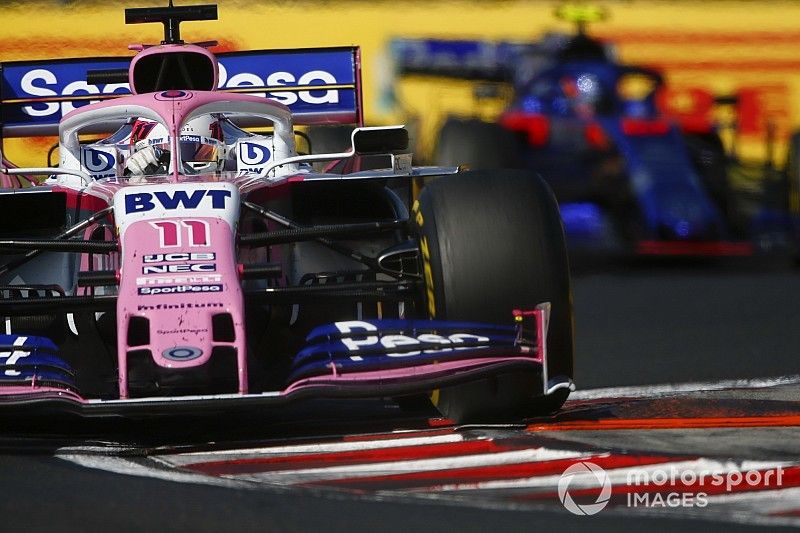 Sergio Perez, Racing Point RP19, leads Alexander Albon, Toro Rosso STR14