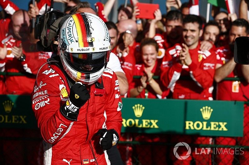 Sebastian Vettel, Ferrari celebra en Parc Ferme