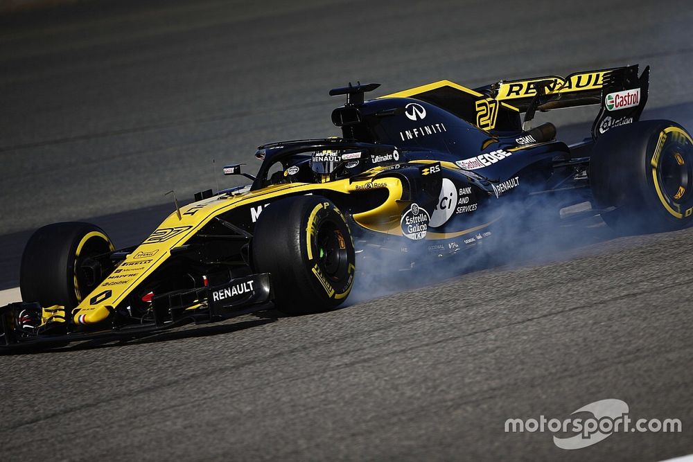 Nico Hulkenberg, Renault Sport F1 Team R.S. 18, bloque une roue