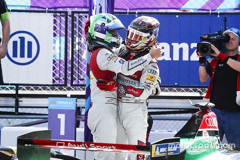 Lucas di Grassi, Audi Sport ABT Schaeffler, Daniel Abt, Audi Sport ABT Schaeffler, celebrate winning the manufacturers championship Steven Tee