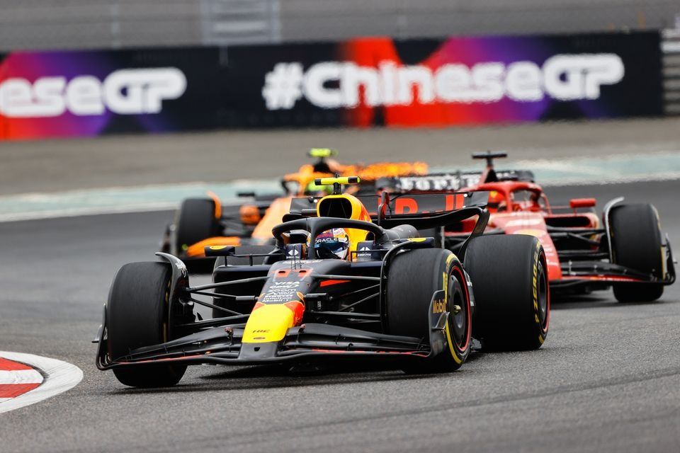Sergio Perez, Red Bull Racing RB20, Charles Leclerc, Ferrari SF-24, Lando Norris, McLaren MCL38