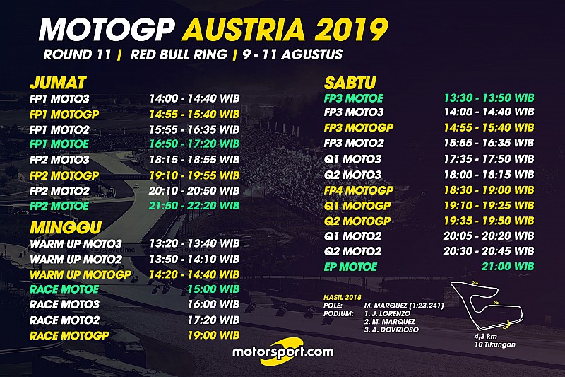Jadwal lengkap MotoGP Austria 2019