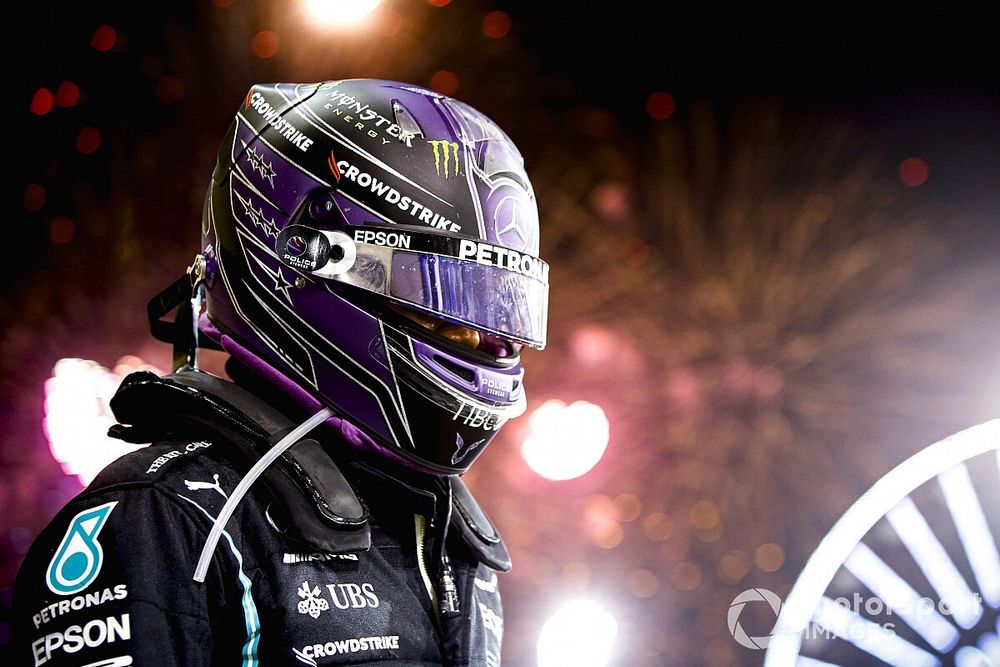 Lewis Hamilton, Mercedes, 1st position, celebrates in Parc Ferme