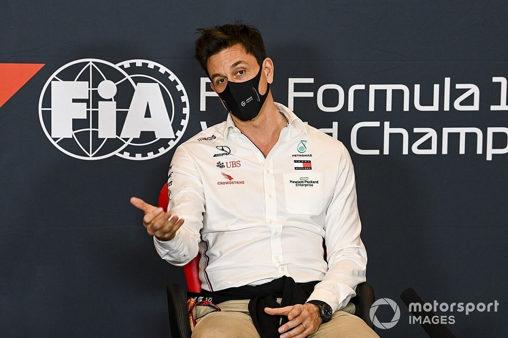 Toto Wolff, Executive Director (Business), Mercedes AMG, in a Press Conference