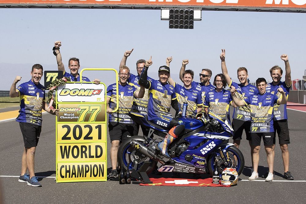 Dominique Aegerter, Ten Kate Racing Yamaha celebrates winning the World Championship