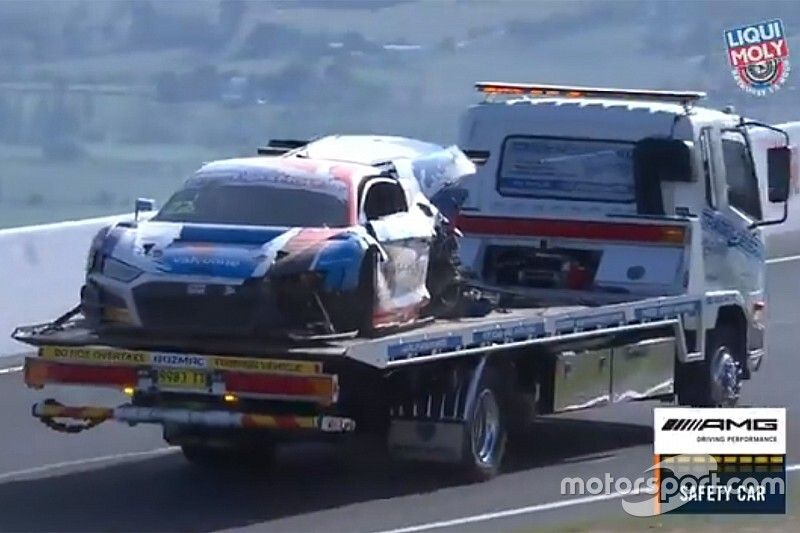 Wreckage of #22 Audi Sport Team Valvoline Audi R8 - LMS GT3: Garth Tander, Chris Mies, Mirko Bortolotti