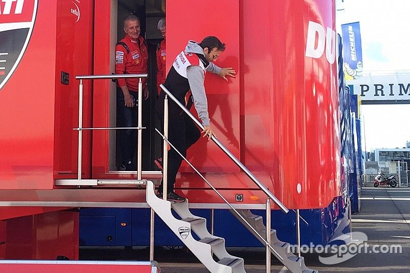 Johann Zarco, Team LCR Honda with Gigi Dall'Igna, Ducati general director and Paolo Ciabatti Ducati sports director 