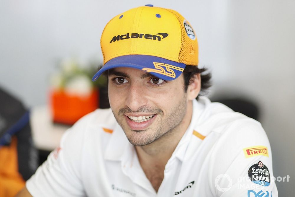 Carlos Sainz Jr., McLaren speaks to the media