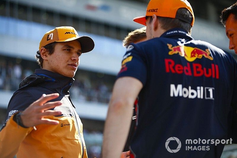 Lando Norris, McLaren, and Max Verstappen, Red Bull Racing