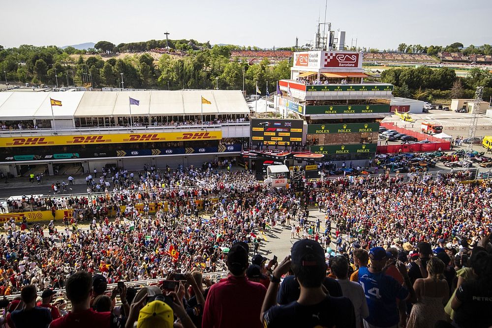A huge crowd gathers for the podium ceremony