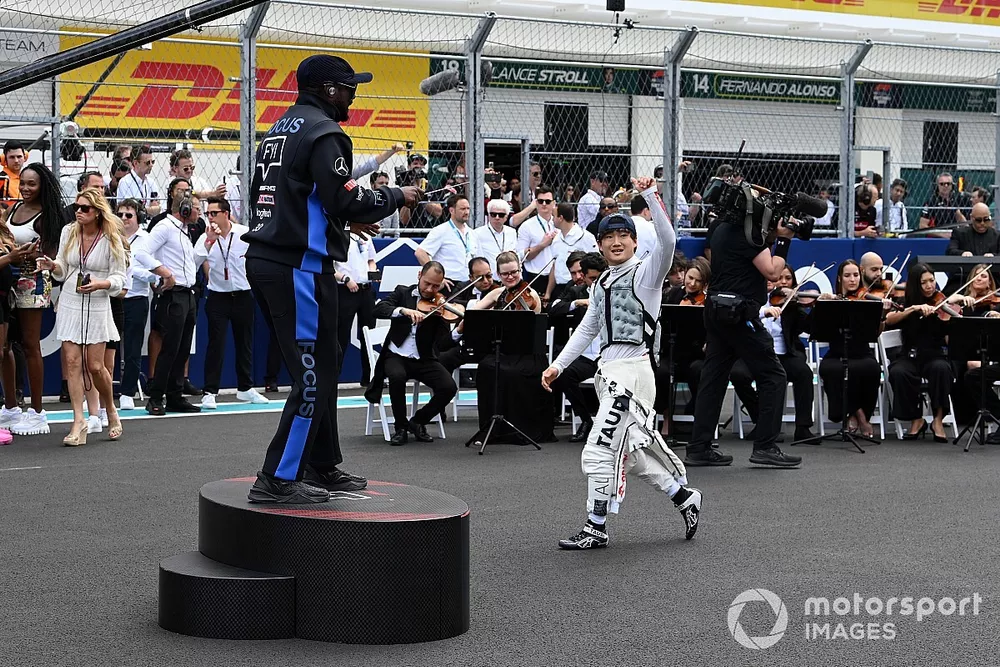 Will.i.am announces Yuki Tsunoda, Scuderia AlphaTauri, on the grid