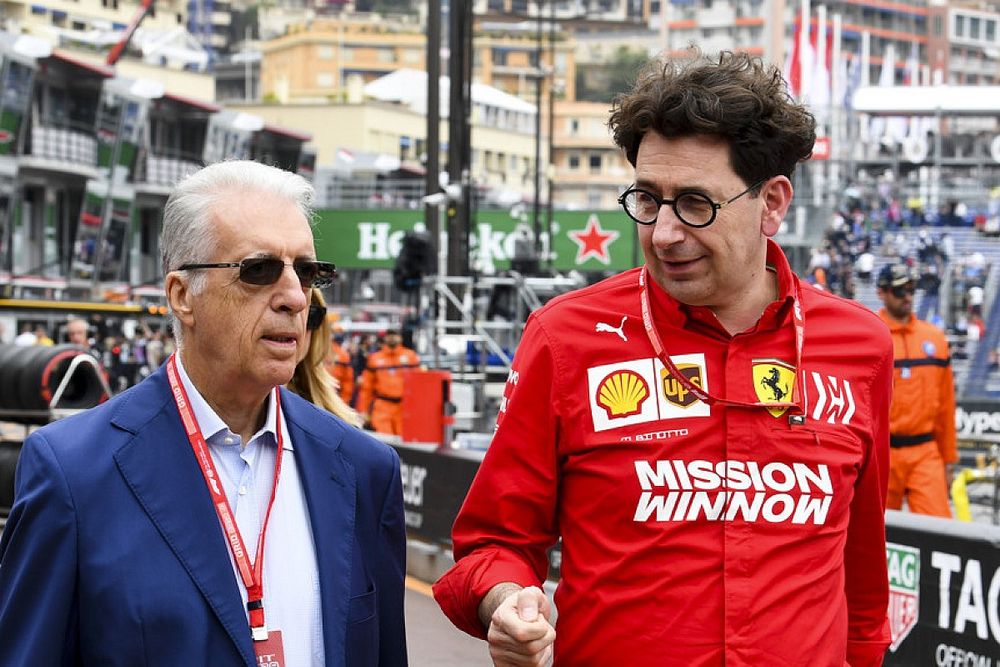 Piero Ferrari with Mattia Binotto, Team Principal Ferrari