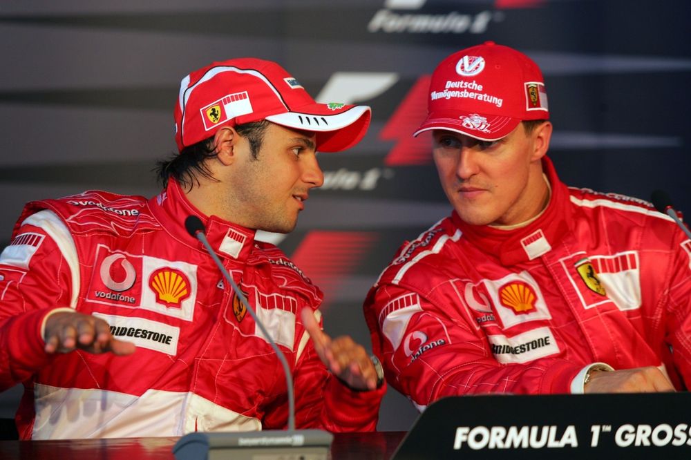 Felipe Massa, Ferrari and Michael Schumacher, Ferrari in the post race press conference