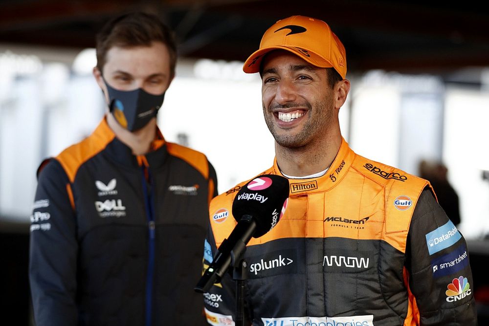 Daniel Ricciardo, McLaren, is interviewed