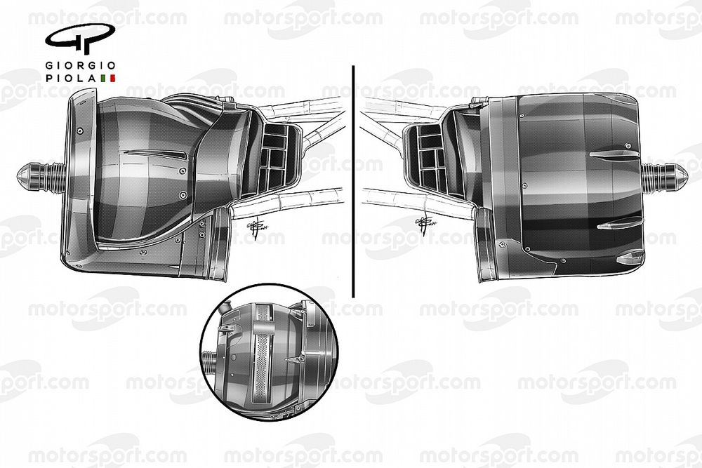 Comparación del conducto de freno delantero del Ferrari SF21