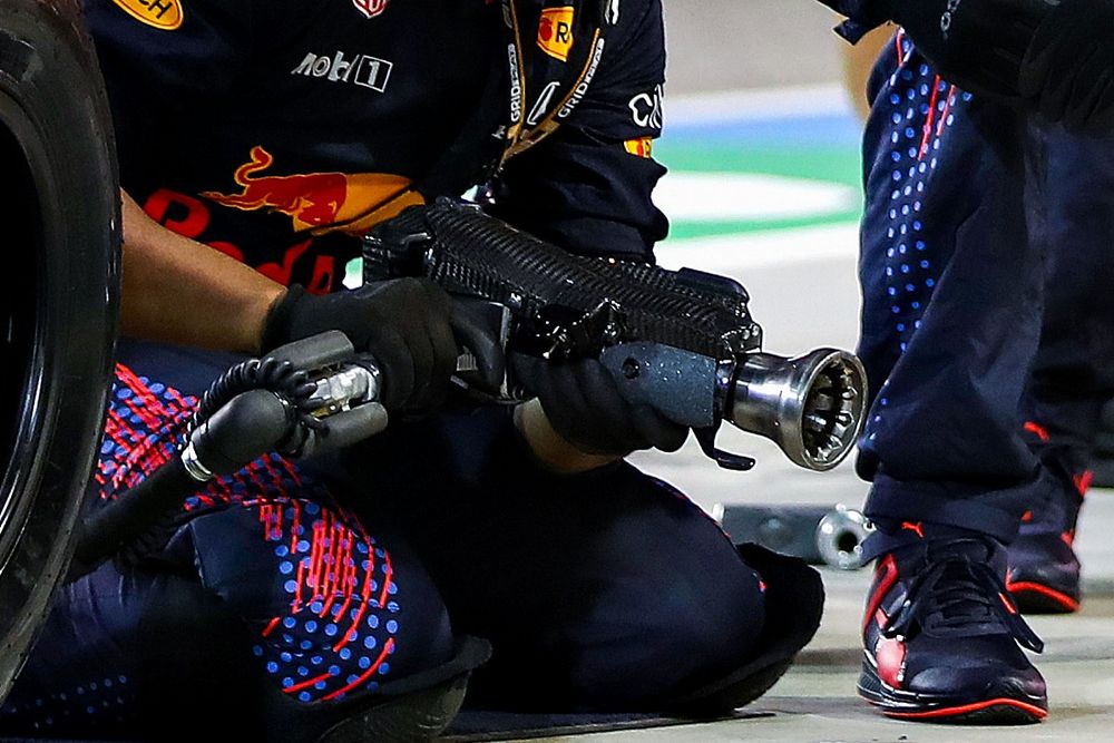 Detalle de la pistola de ruedas de Red Bull Racing