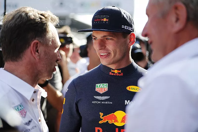 Max Verstappen, Red Bull Racing, met Christian Horner, Teambaas, Red Bull Racing