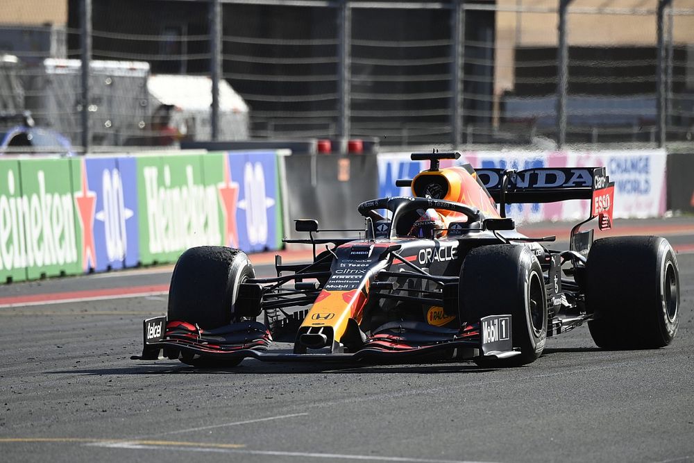 Max Verstappen, Red Bull Racing RB16B, 1st position, arrives in Parc Ferme