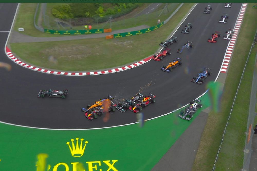 F1: Bottas faz 'strike' na largada na Hungria e prejudica dupla da Red Bull