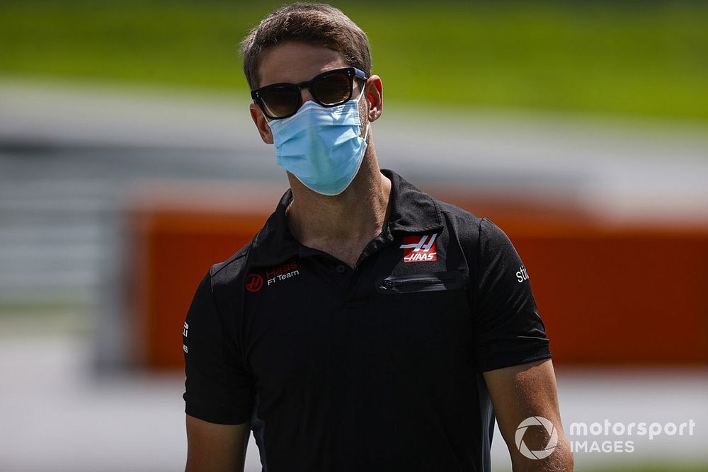 Romain Grosjean, Haas F1 walks the track