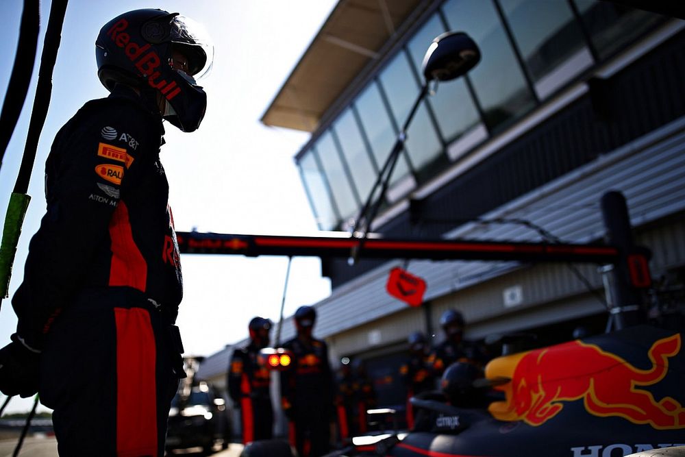 Red Bull Racing team member in the pitlane