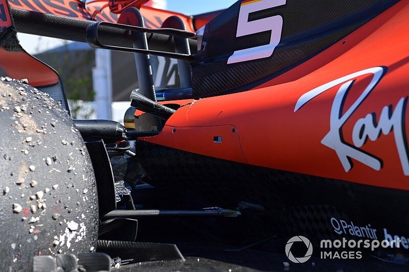 Fotos: la suspensión rota del Ferrari de Vettel, al desnudo