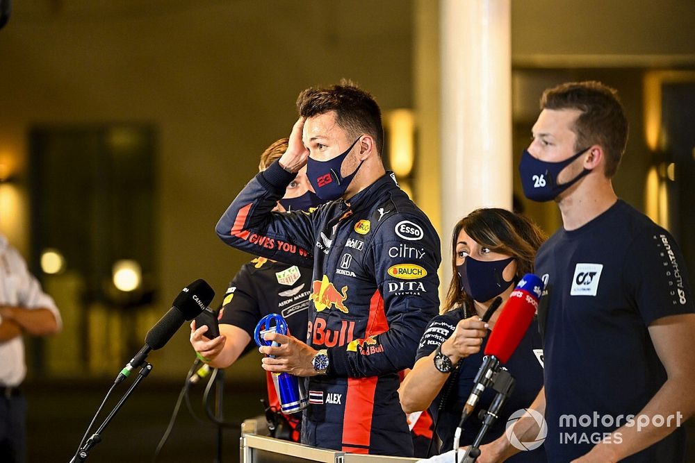 Alex Albon, Red Bull Racing speaks to the media