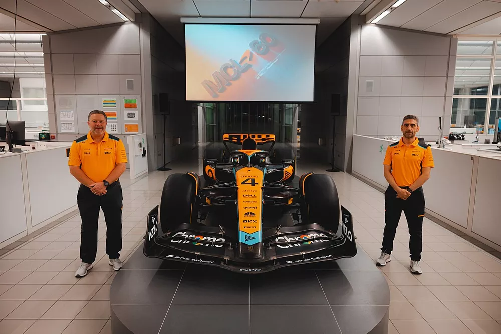 Zak Brown, CEO, McLaren Racing, Andrea Stella, McLaren Team Principal