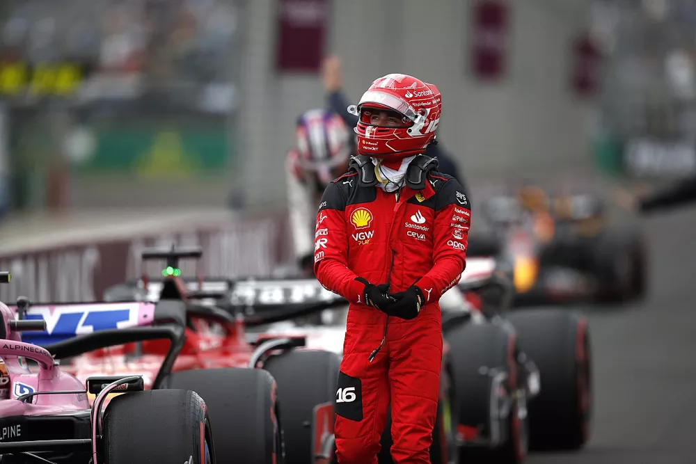Charles Leclerc, Scuderia Ferrari, in Parc Ferme after Qualifying