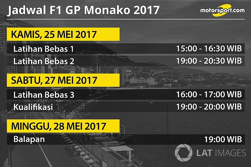 Jadwal lengkap F1 GP Monako 2017