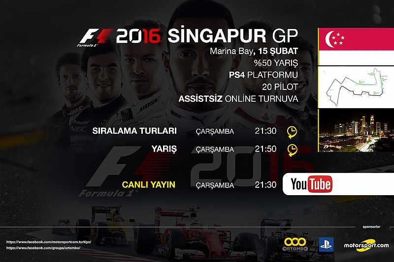F1 2016 online turnuva: Singapur GP - Canlı Yayın
