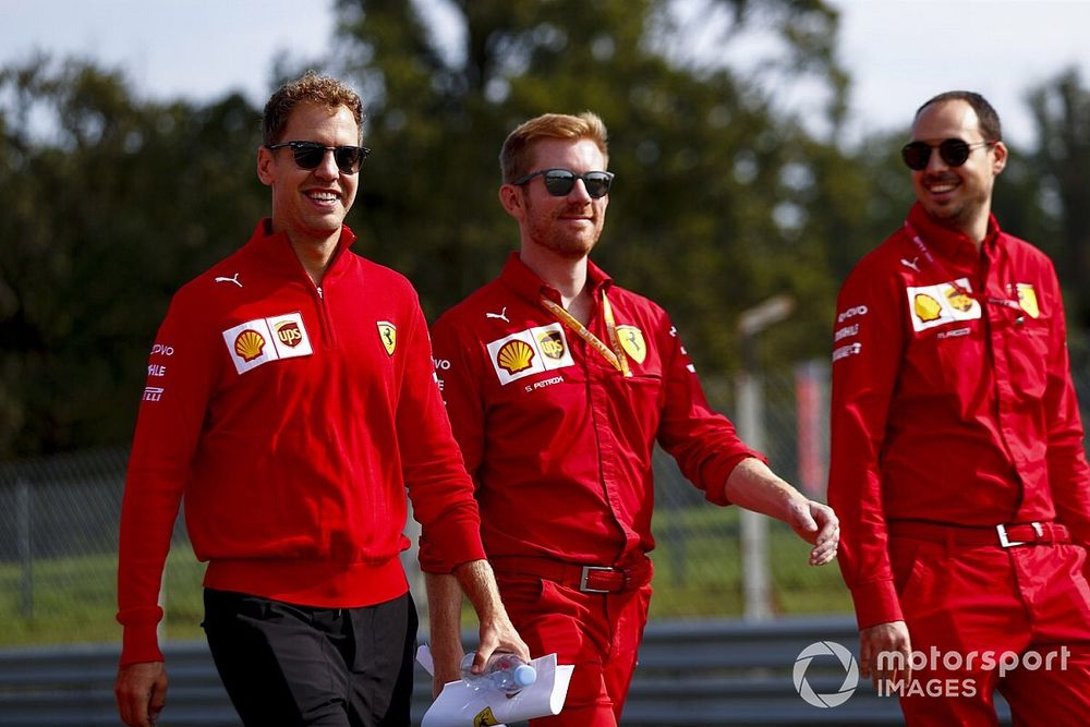 Sebastian Vettel, Ferrari walks the track 