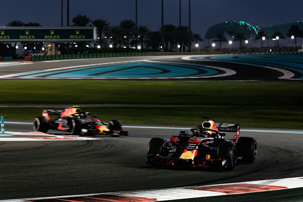 Daniel Ricciardo, Red Bull Racing RB14 leads Max Verstappen, Red Bull Racing RB14 