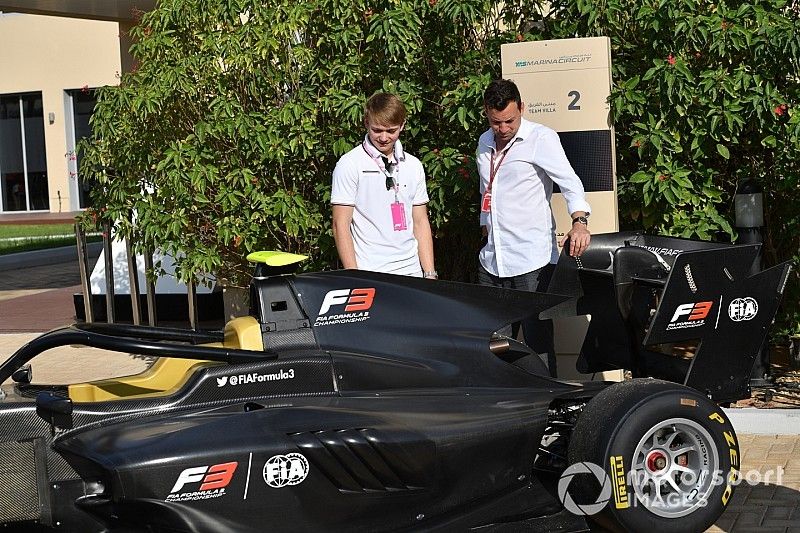 Billy Monger and Will Buxton, FOM TV Presenter looking at the new F3 GP3 Series 