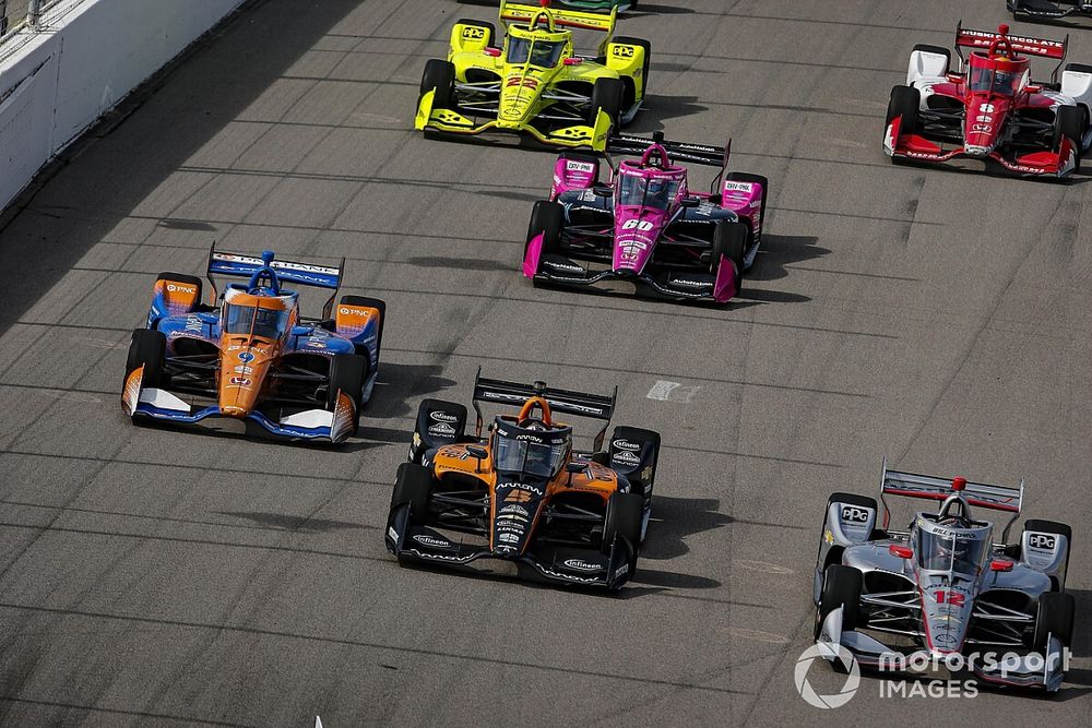 Will Power, Team Penske Chevrolet, Patricio O'Ward, Arrow McLaren SP Chevrolet, Scott Dixon, Chip Ganassi Racing Honda, Jack Harvey, Meyer Shank Racing Honda