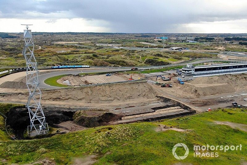 Construction work at the Zandvoort race track for the Dutch Grand Prix