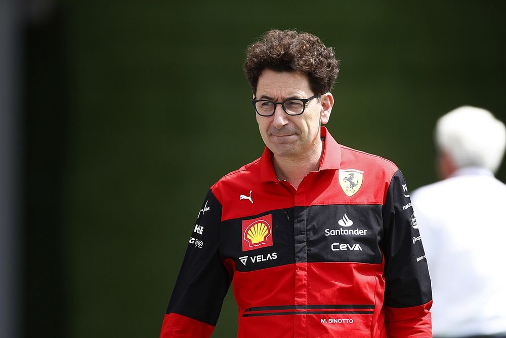 Mattia Binotto, Team Principal, Ferrari, arrives at the track