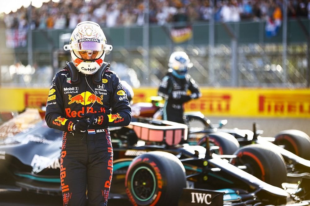 Max Verstappen, Red Bull Racing, arrives in Parc Ferme after Qualifying