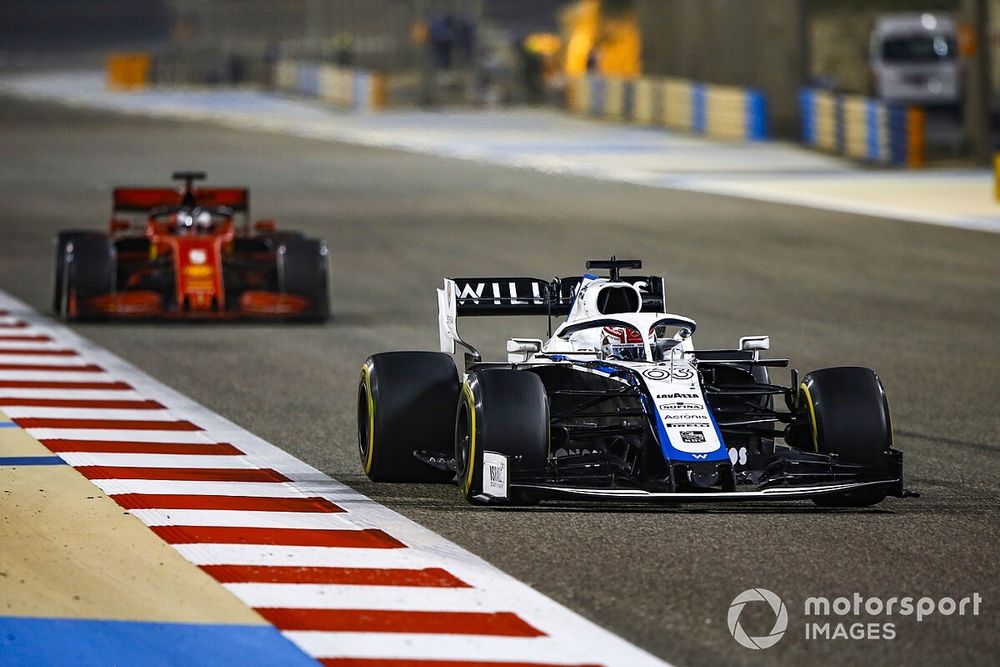 George Russell, Williams FW43, Sebastian Vettel, Ferrari SF1000