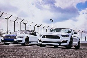 Joey Logano drifts new Cup Mustang at the Roval - video