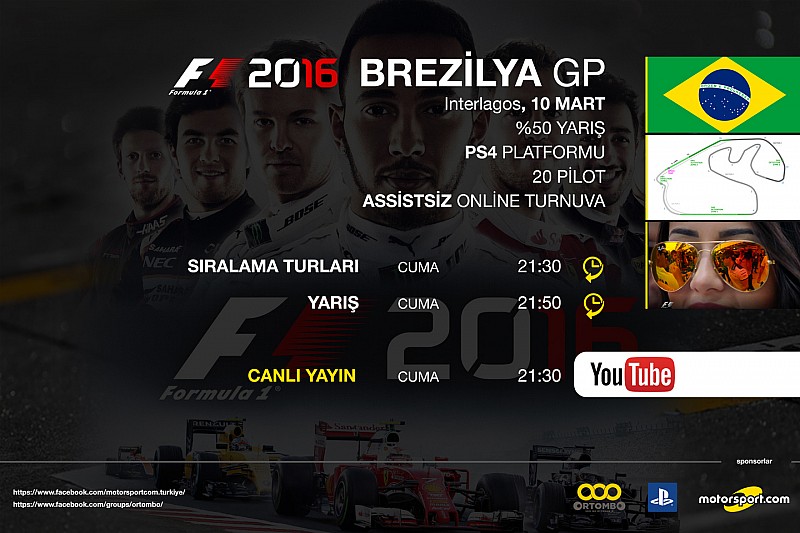 F1 2016 online turnuva: Brezilya GP - Canlı Yayın