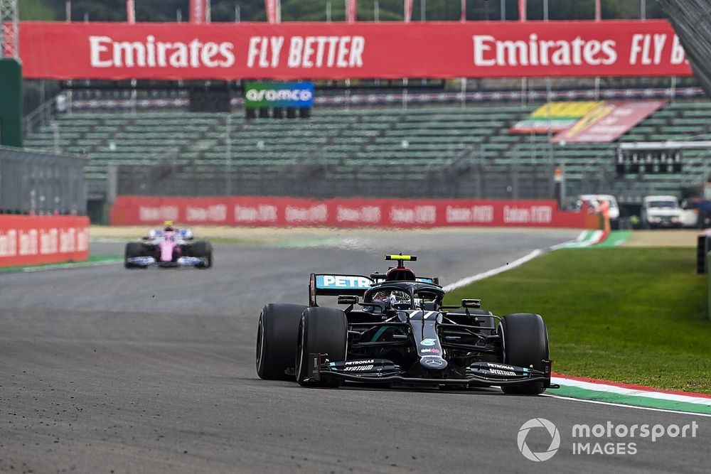 Valtteri Bottas, Mercedes F1 W11, Lance Stroll, Racing Point RP20