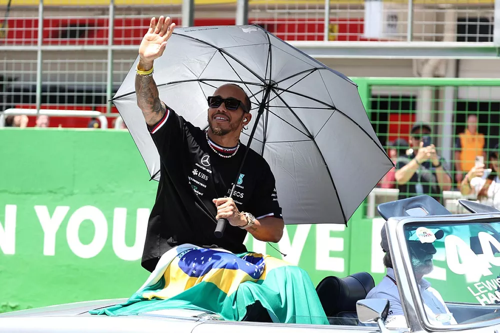 Lewis Hamilton, Mercedes AMG, in the drivers parade