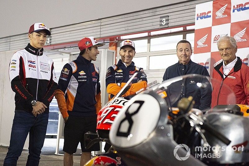 Takaaki Nakagami, Team LCR Honda, Marc Marquez, Repsol Honda Team, Jorge Lorenzo, Repsol Honda Team, Kunimitsu Takahashi, Jim Redman