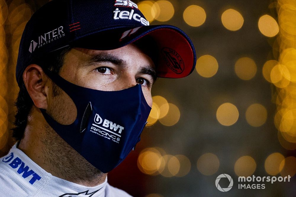 Sergio Perez, Racing Point, is interviewed after Qualifying