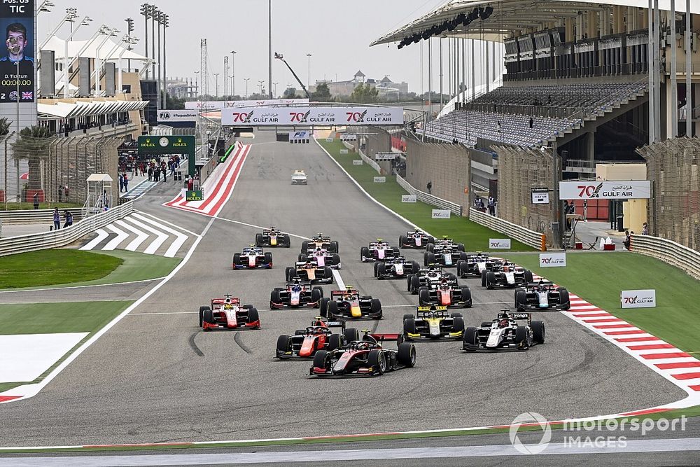 Callum Ilott, UNI-Virtuosi, Felipe Drugovich, MP Motorsport, Guanyu Zhou, UNI-Virtuosi and Marcus Armstrong, ART Grand Prix 