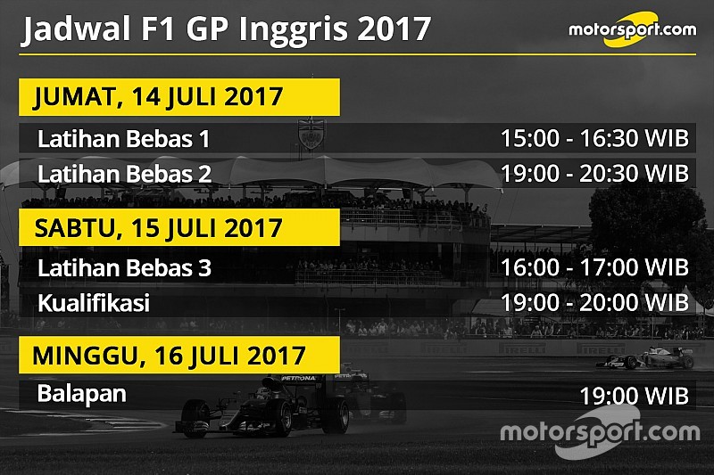 Jadwal lengkap F1 GP Inggris 2017