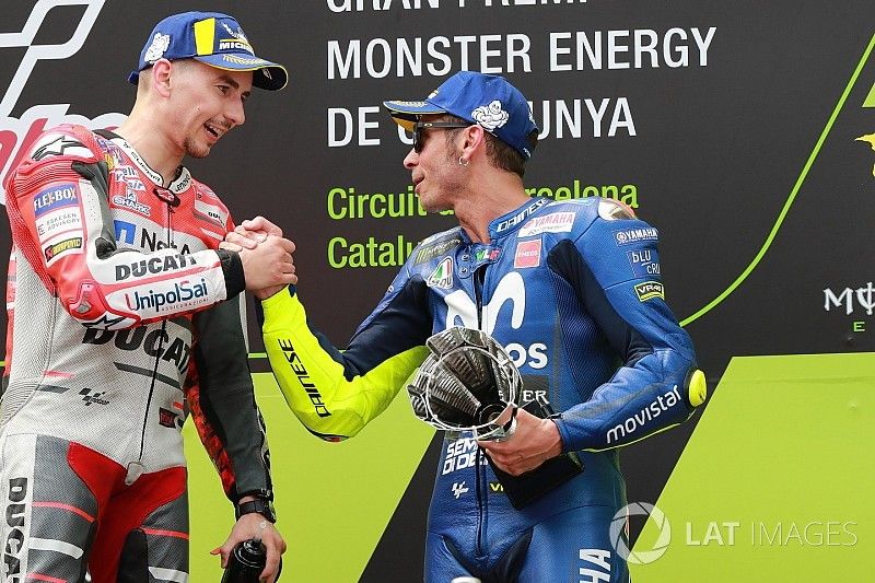 Podium: Jorge Lorenzo, Ducati Team, Valentino Rossi, Yamaha Factory Racing