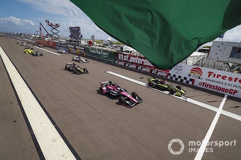 Jack Harvey, Meyer Shank Racing with Arrow SPM Honda, Charlie Kimball, Carlin Chevrolet, start